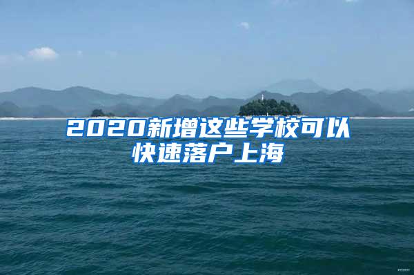 2020新增这些学校可以快速落户上海