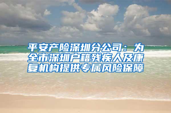 平安产险深圳分公司：为全市深圳户籍残疾人及康复机构提供专属风险保障