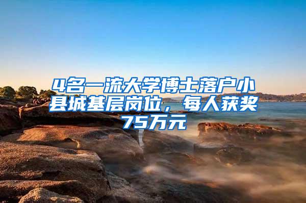 4名一流大学博士落户小县城基层岗位，每人获奖75万元