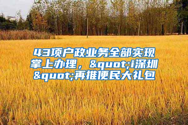 43项户政业务全部实现掌上办理，"i深圳"再推便民大礼包