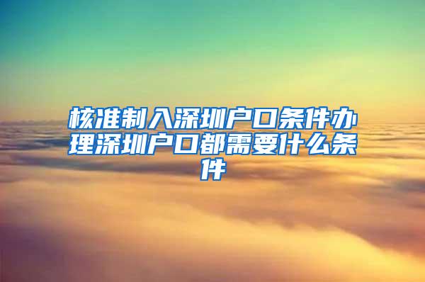 核准制入深圳户口条件办理深圳户口都需要什么条件