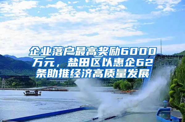 企业落户最高奖励6000万元，盐田区以惠企62条助推经济高质量发展