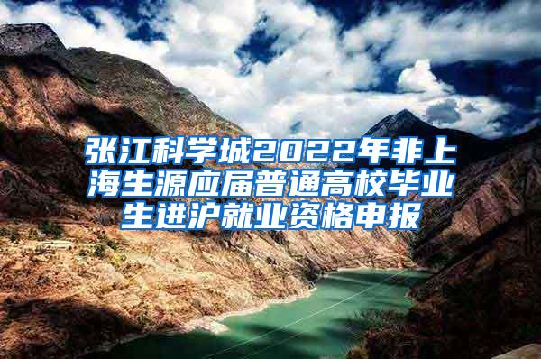 张江科学城2022年非上海生源应届普通高校毕业生进沪就业资格申报