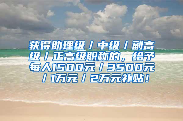 获得助理级／中级／副高级／正高级职称的，给予每人1500元／3500元／1万元／2万元补贴！