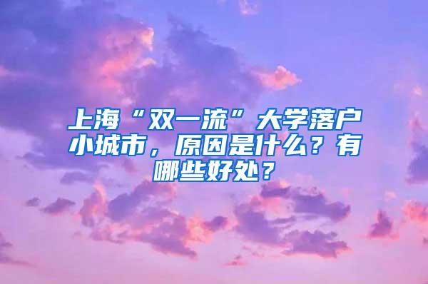 上海“双一流”大学落户小城市，原因是什么？有哪些好处？