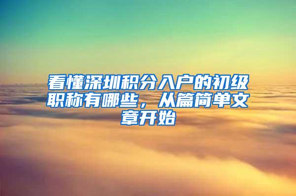 看懂深圳积分入户的初级职称有哪些，从篇简单文章开始