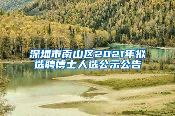 深圳市南山区2021年拟选聘博士人选公示公告