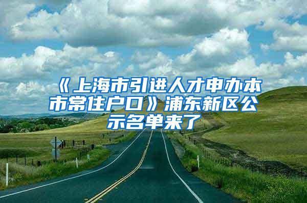 《上海市引进人才申办本市常住户口》浦东新区公示名单来了