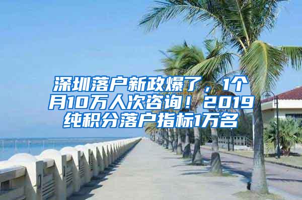 深圳落户新政爆了，1个月10万人次咨询！2019纯积分落户指标1万名