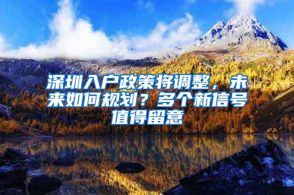 深圳入户政策将调整，未来如何规划？多个新信号值得留意