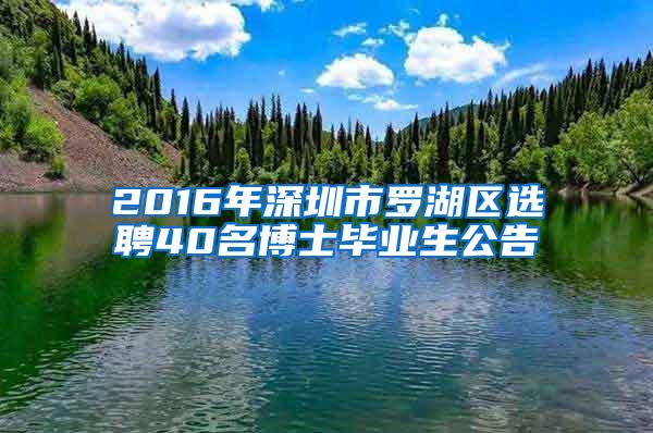 2016年深圳市罗湖区选聘40名博士毕业生公告