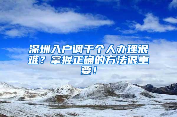 深圳入户调干个人办理很难？掌握正确的方法很重要！