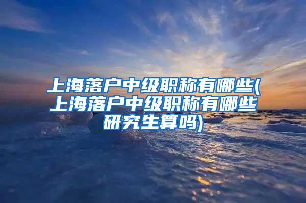 上海落户中级职称有哪些(上海落户中级职称有哪些研究生算吗)