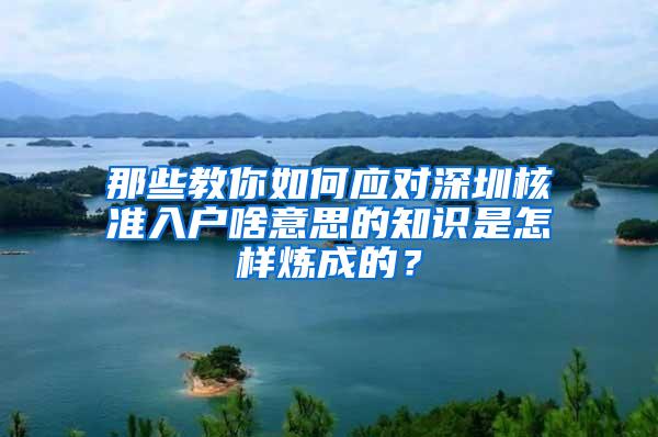 那些教你如何应对深圳核准入户啥意思的知识是怎样炼成的？