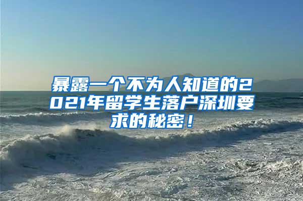 暴露一个不为人知道的2021年留学生落户深圳要求的秘密！