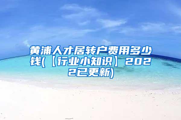 黄浦人才居转户费用多少钱(【行业小知识】2022已更新)