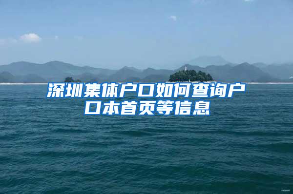 深圳集体户口如何查询户口本首页等信息