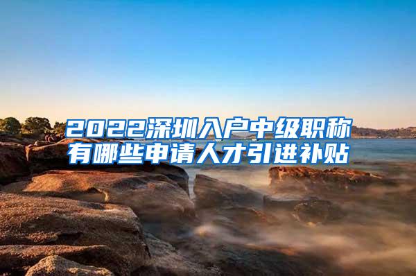 2022深圳入户中级职称有哪些申请人才引进补贴