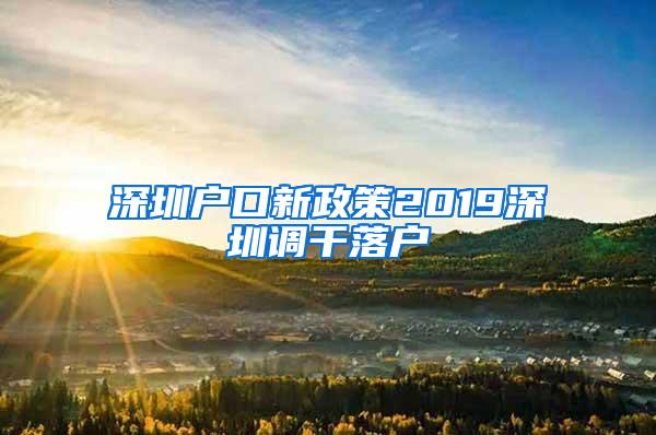 深圳户口新政策2019深圳调干落户