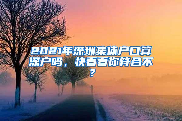 2021年深圳集体户口算深户吗，快看看你符合不？