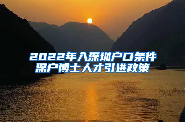 2022年入深圳户口条件深户博士人才引进政策