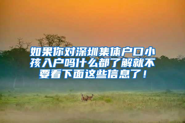 如果你对深圳集体户口小孩入户吗什么都了解就不要看下面这些信息了！