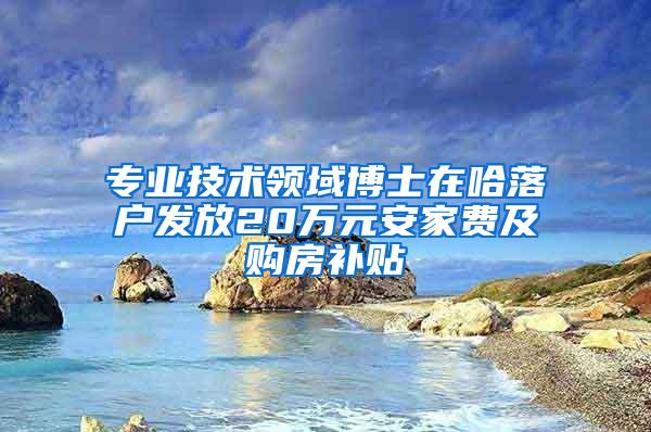 专业技术领域博士在哈落户发放20万元安家费及购房补贴