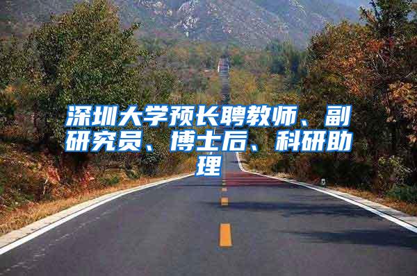 深圳大学预长聘教师、副研究员、博士后、科研助理