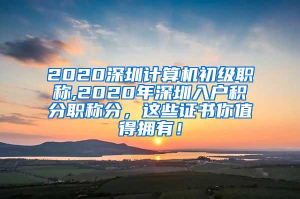 2020深圳计算机初级职称,2020年深圳入户积分职称分，这些证书你值得拥有！