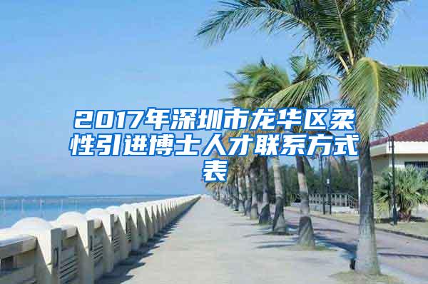 2017年深圳市龙华区柔性引进博士人才联系方式表