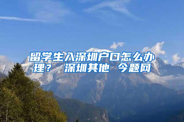 留学生入深圳户口怎么办理？ 深圳其他 今题网