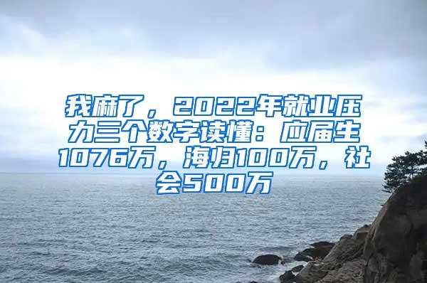 我麻了，2022年就业压力三个数字读懂：应届生1076万，海归100万，社会500万