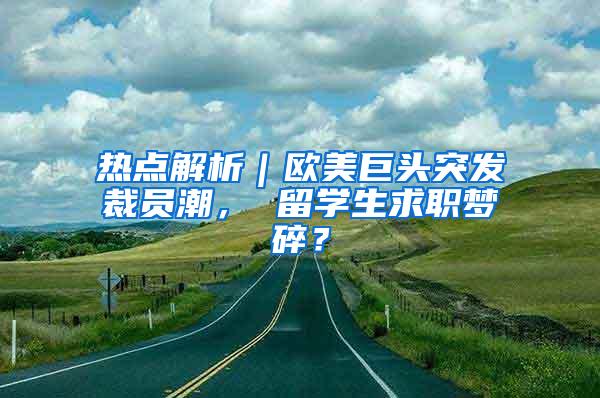 热点解析｜欧美巨头突发裁员潮， 留学生求职梦碎？