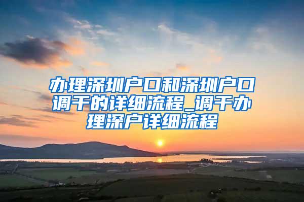 办理深圳户口和深圳户口调干的详细流程_调干办理深户详细流程