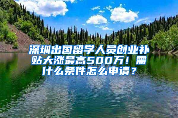 深圳出国留学人员创业补贴大涨最高500万！需什么条件怎么申请？