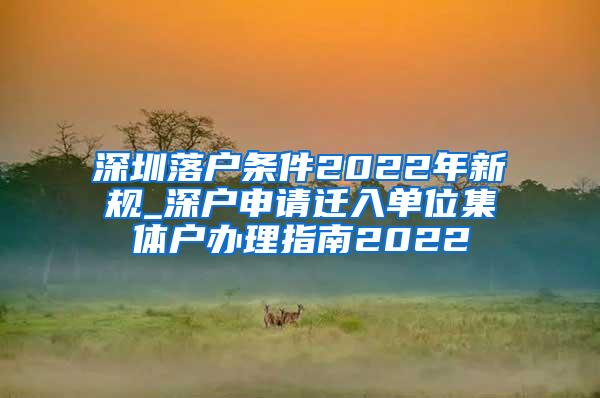 深圳落户条件2022年新规_深户申请迁入单位集体户办理指南2022