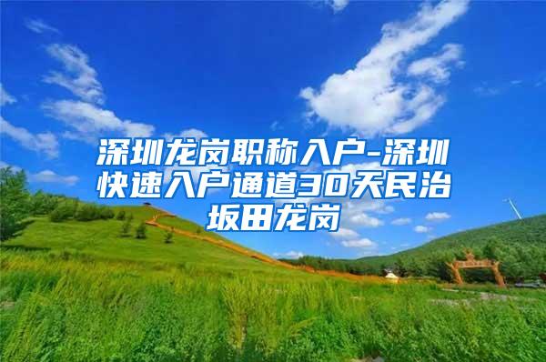 深圳龙岗职称入户-深圳快速入户通道30天民治坂田龙岗