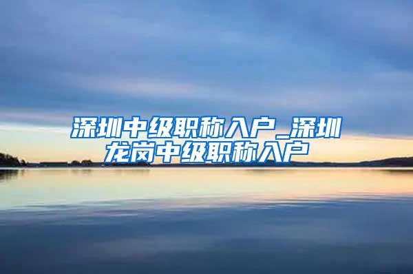 深圳中级职称入户_深圳龙岗中级职称入户