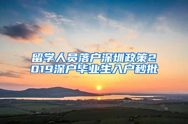 留学人员落户深圳政策2019深户毕业生入户秒批