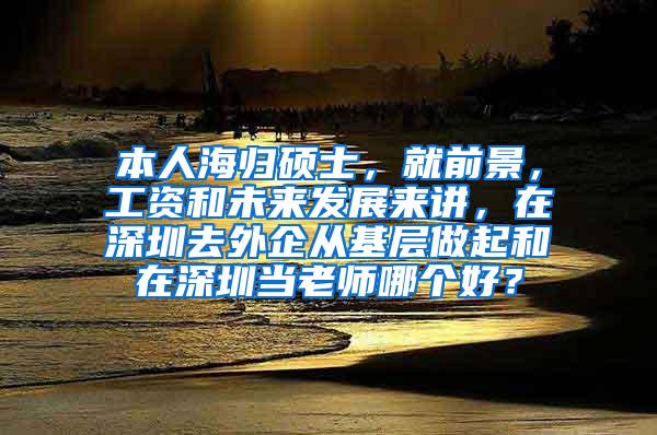 本人海归硕士，就前景，工资和未来发展来讲，在深圳去外企从基层做起和在深圳当老师哪个好？