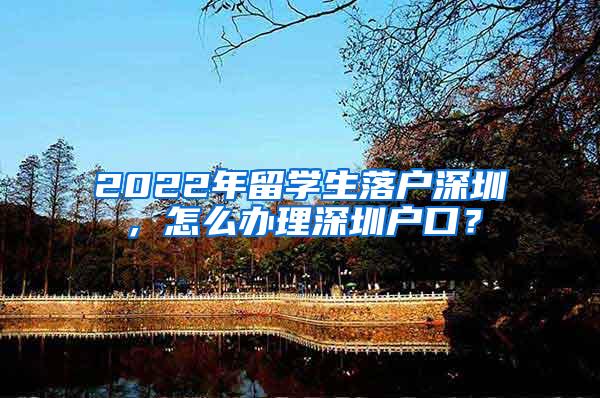 2022年留学生落户深圳，怎么办理深圳户口？