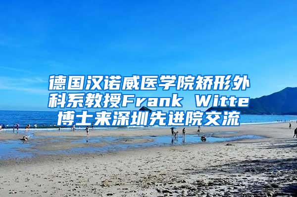 德国汉诺威医学院矫形外科系教授Frank Witte博士来深圳先进院交流