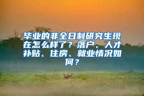 毕业的非全日制研究生现在怎么样了？落户、人才补贴、住房、就业情况如何？