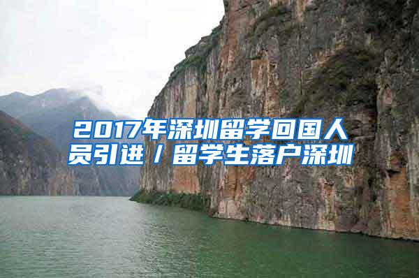 2017年深圳留学回国人员引进／留学生落户深圳