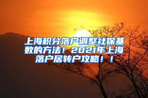 上海积分落户调整社保基数的方法！2021年上海落户居转户攻略！！