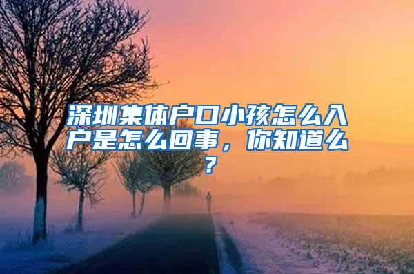 深圳集体户口小孩怎么入户是怎么回事，你知道么？