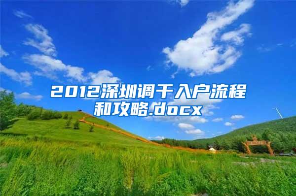 2012深圳调干入户流程和攻略.docx