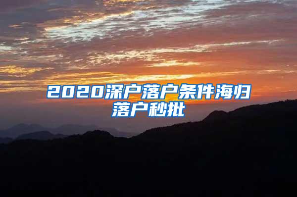 2020深户落户条件海归落户秒批