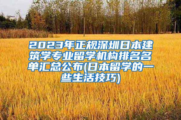 2023年正规深圳日本建筑学专业留学机构排名名单汇总公布(日本留学的一些生活技巧)