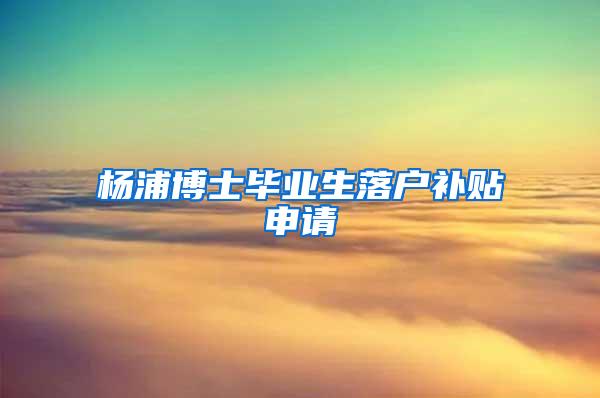 杨浦博士毕业生落户补贴申请